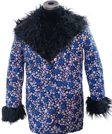 African Print Winter Jacket with Faux Fur Trim
